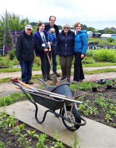 Making a start on the Dementia Garden at Bestwall Allotments in June 2019